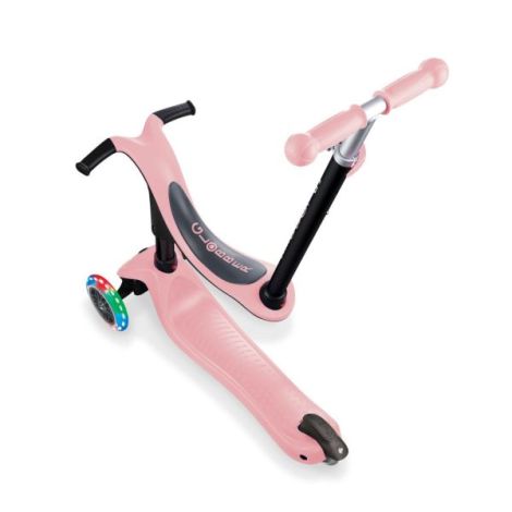 Trotineta globber go-up sporty, 3 in 1, cu lumini, culoare roz pastel - imagine 14